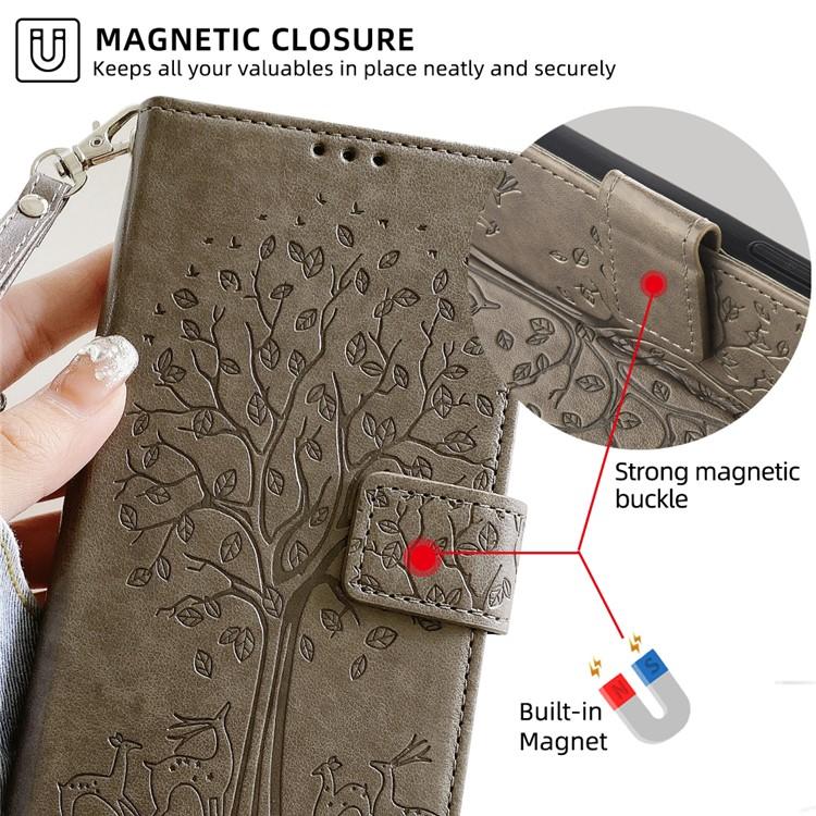 For vivo X300 Pro Tree & Deer Embossed Leather Phone Case