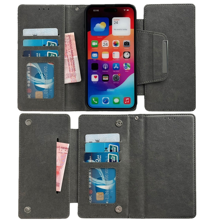 For iPhone 16 Pro Multifunctional 7-Cards Wallet Leather Phone Case