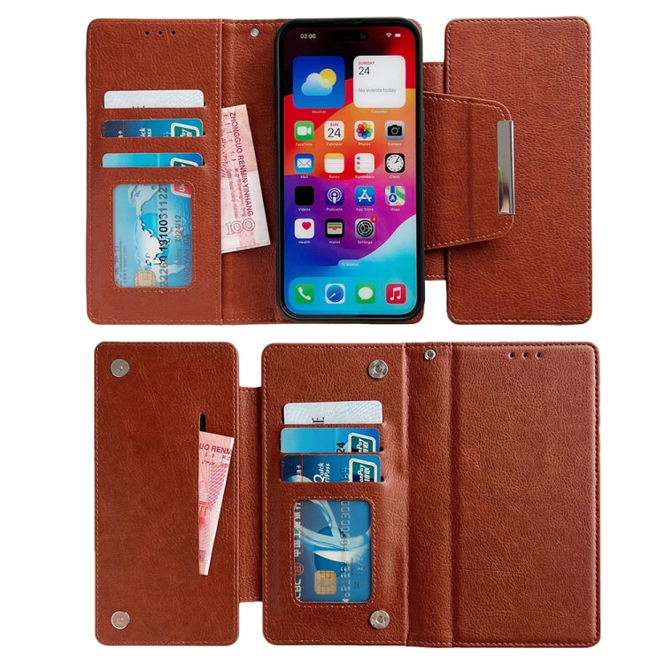 For iPhone 16 Pro Multifunctional 7-Cards Wallet Leather Phone Case