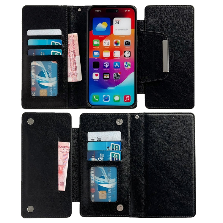 For iPhone 16 Plus Multifunctional 7-Cards Wallet Leather Phone Case