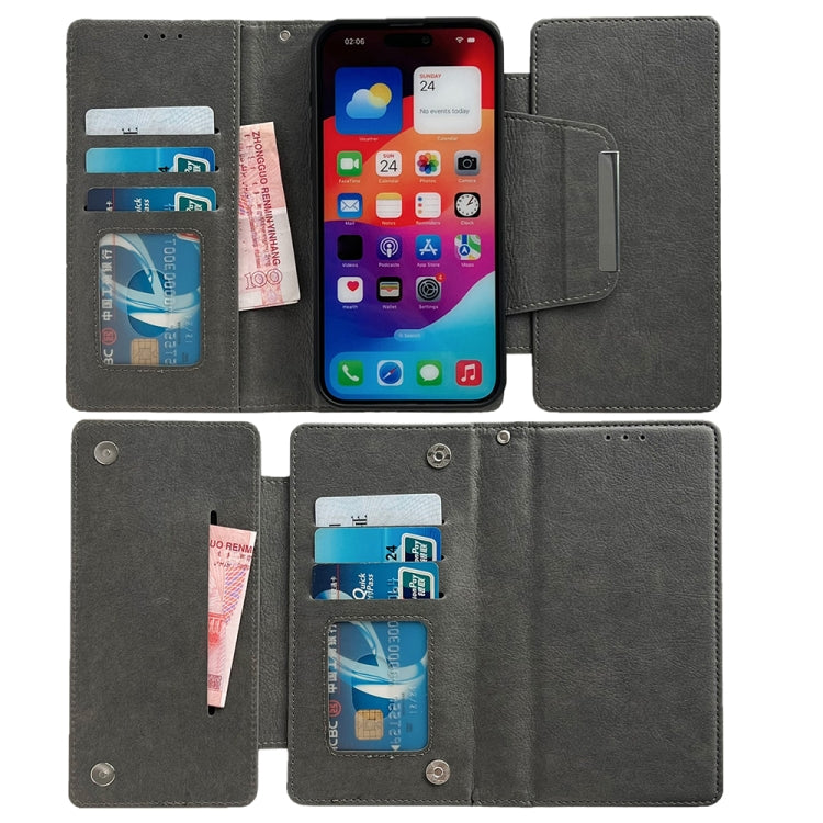 For iPhone 16 Plus Multifunctional 7-Cards Wallet Leather Phone Case