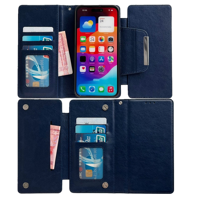 For iPhone 16 Multifunctional 7-Cards Wallet Leather Phone Case