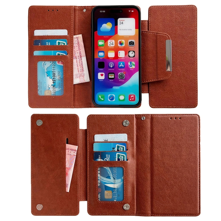 For iPhone 16 Multifunctional 7-Cards Wallet Leather Phone Case