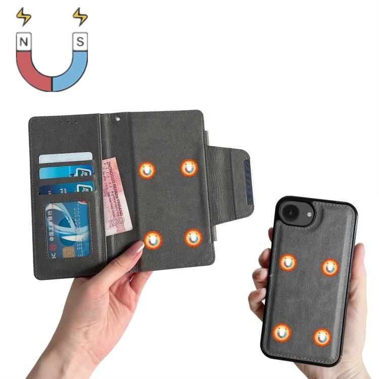 For iPhone 17e / 16e Multifunctional 7-Cards Wallet Leather Phone Case