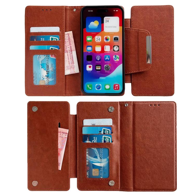 For iPhone 17e / 16e Multifunctional 7-Cards Wallet Leather Phone Case
