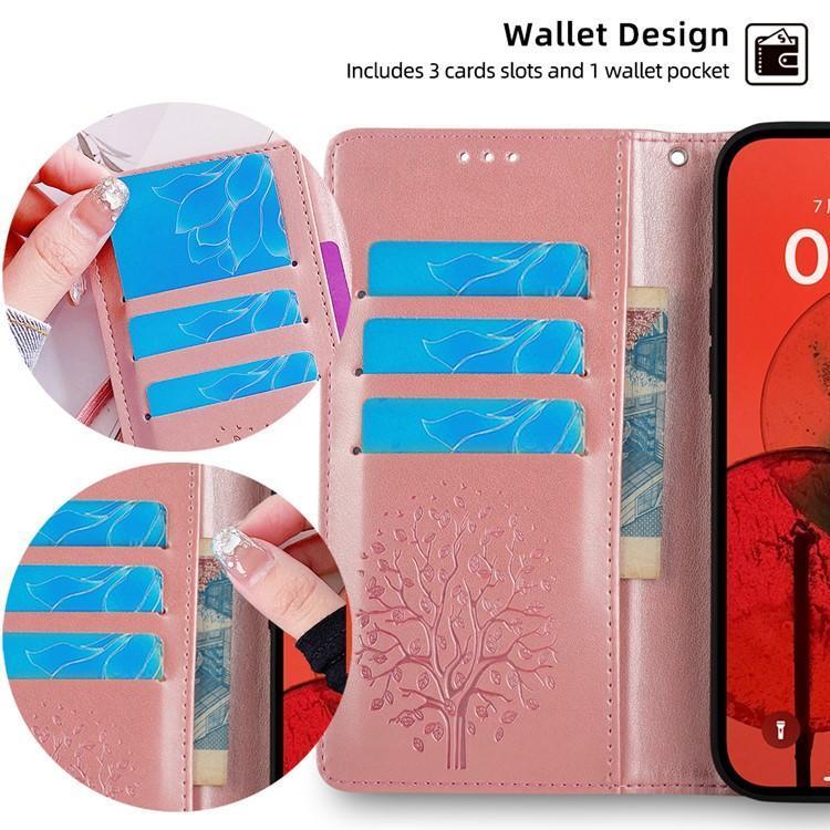 For Honor X6c 4G Tree & Deer Embossed Leather Phone Case