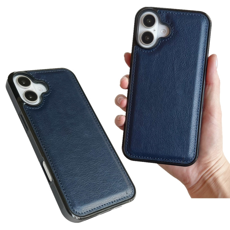 For iPhone 16 Plus Cowhide Texture Back Cover Phone Case
