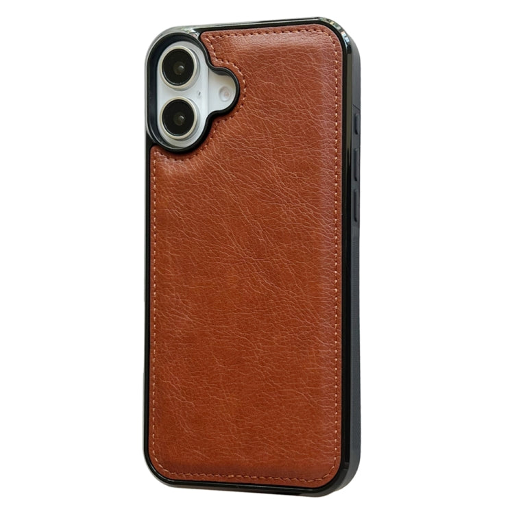 For iPhone 16 Plus Cowhide Texture Back Cover Phone Case
