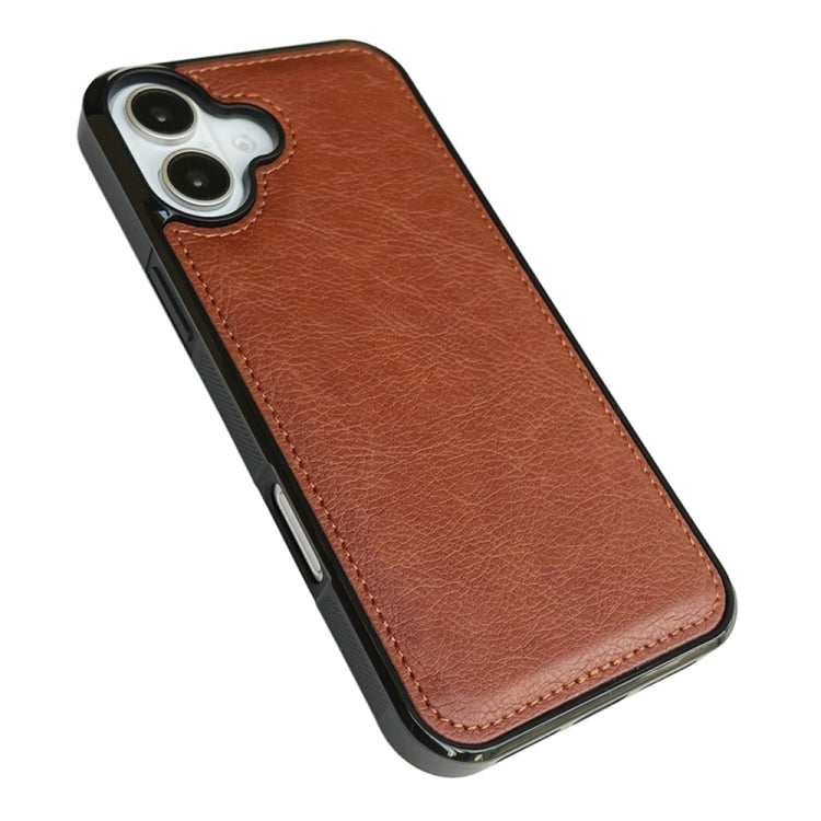 For iPhone 16 Plus Cowhide Texture Back Cover Phone Case