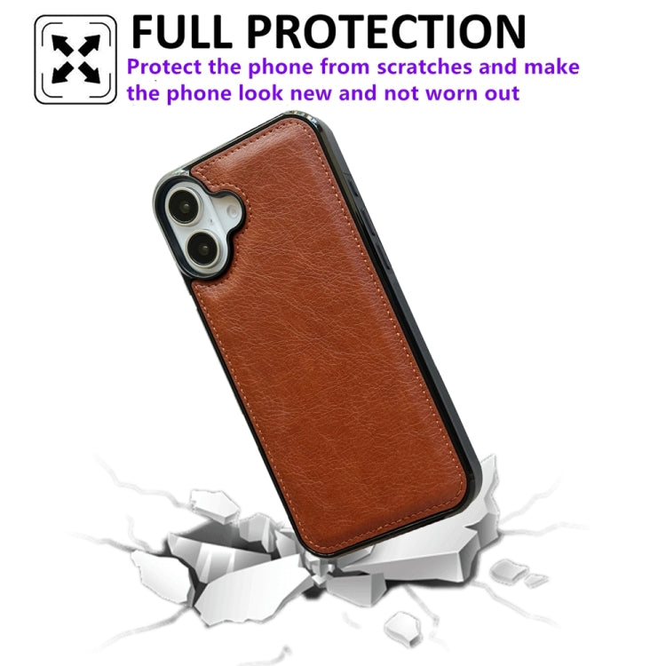 For iPhone 16 Plus Cowhide Texture Back Cover Phone Case