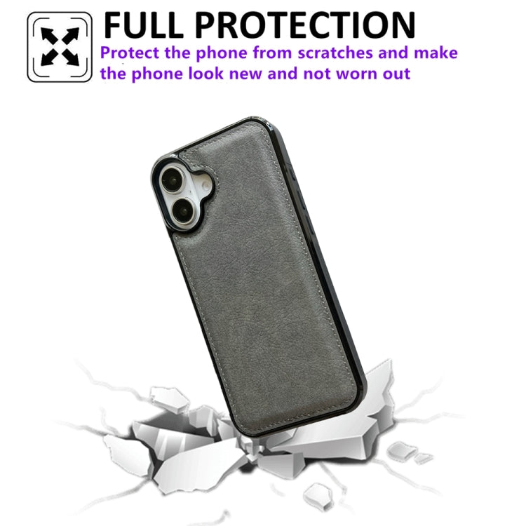For iPhone 16 Cowhide Texture Back Cover Phone Case