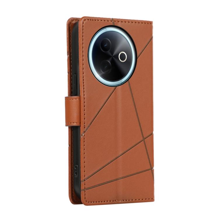 For vivo Y39 5G PU Genuine Leather Texture Embossed Line Phone Case