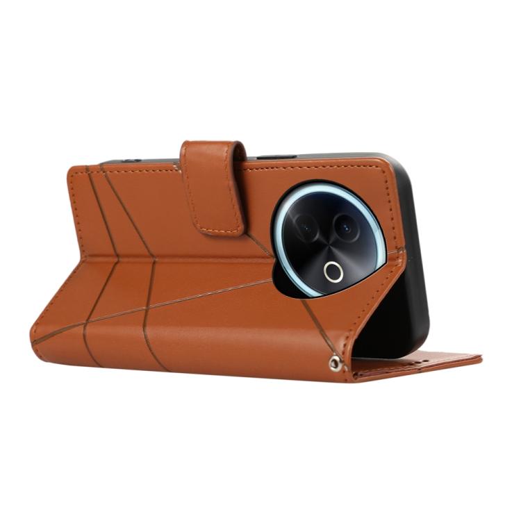 For vivo Y39 5G PU Genuine Leather Texture Embossed Line Phone Case