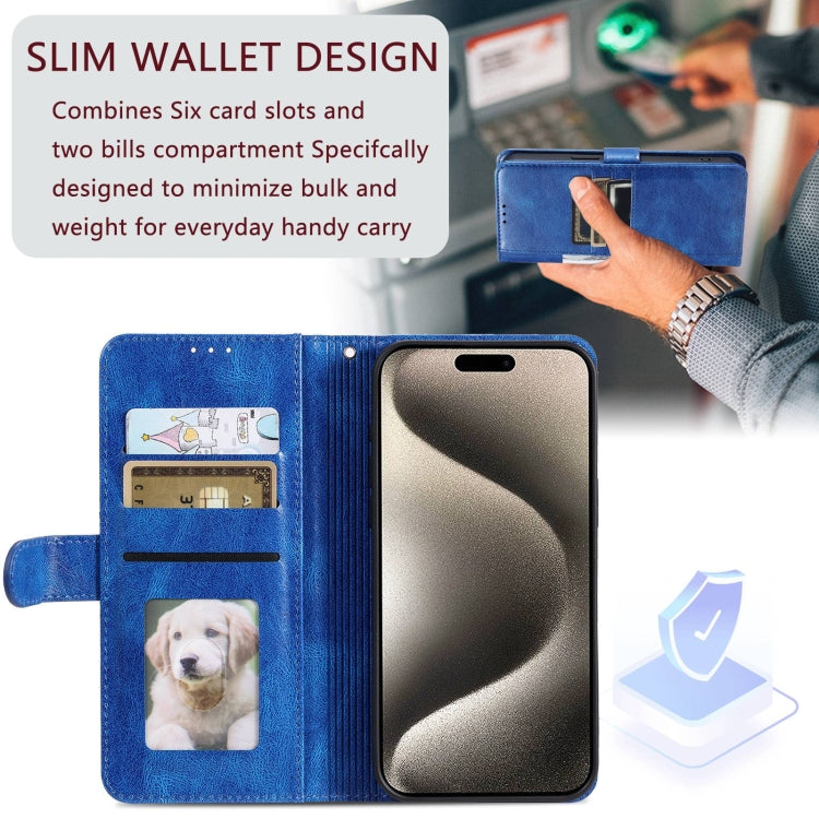For iPhone 15 Pro Max Simple 6-Card Wallet Leather Phone Case