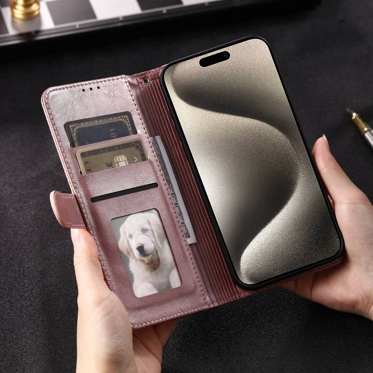 For iPhone 15 Pro Simple 6-Card Wallet Leather Phone Case