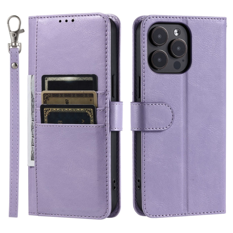For iPhone 15 Pro Simple 6-Card Wallet Leather Phone Case