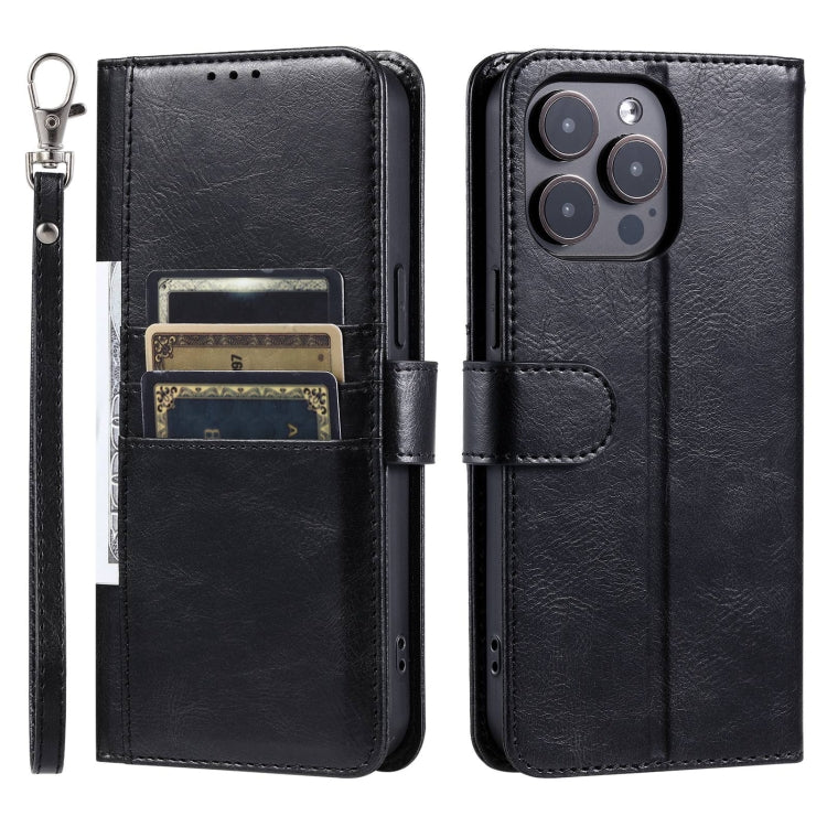 For iPhone 15 Pro Simple 6-Card Wallet Leather Phone Case