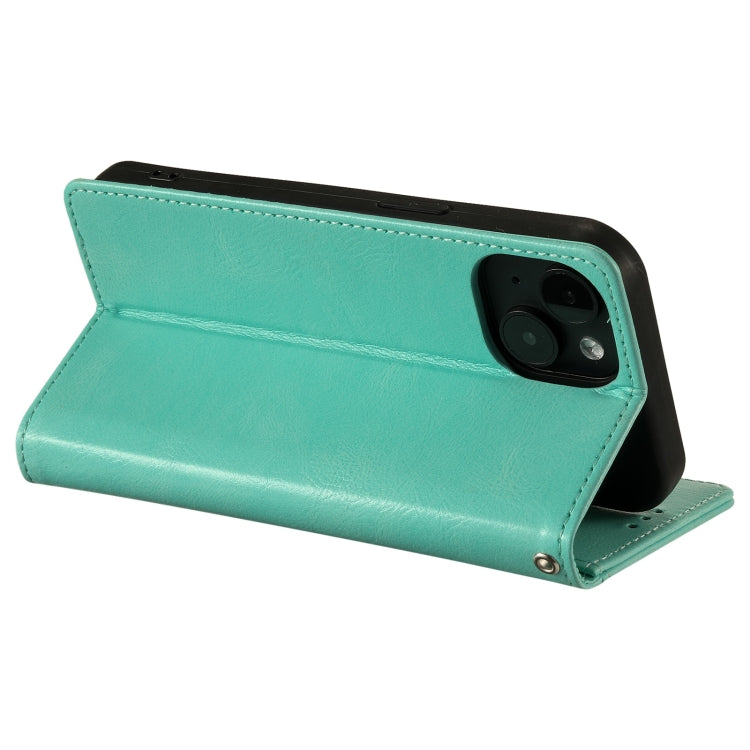 For iPhone 15 Plus Simple 6-Card Wallet Leather Phone Case