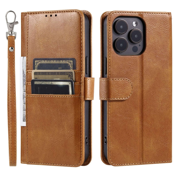 For iPhone 14 Pro Max Simple 6-Card Wallet Leather Phone Case
