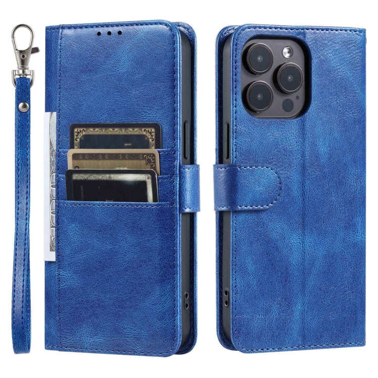 For iPhone 14 Pro Max Simple 6-Card Wallet Leather Phone Case