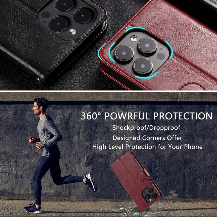For iPhone 14 Pro Max Simple 6-Card Wallet Leather Phone Case