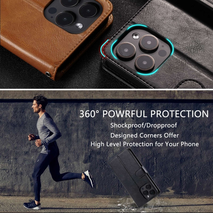 For iPhone 14 Pro Max Simple 6-Card Wallet Leather Phone Case