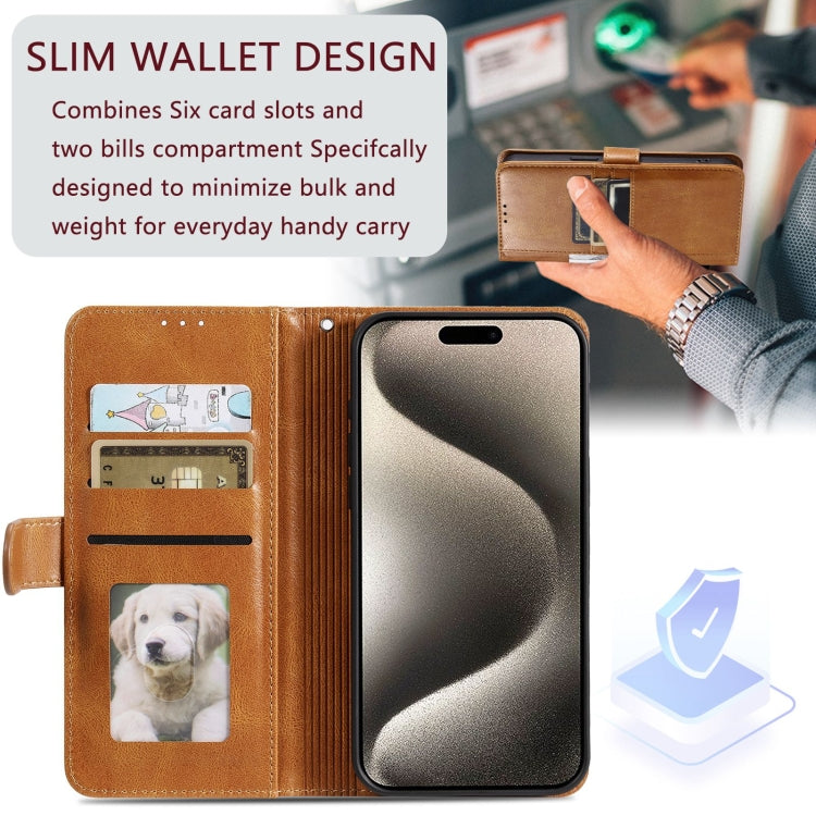 For iPhone 13 Pro Max Simple 6-Card Wallet Leather Phone Case