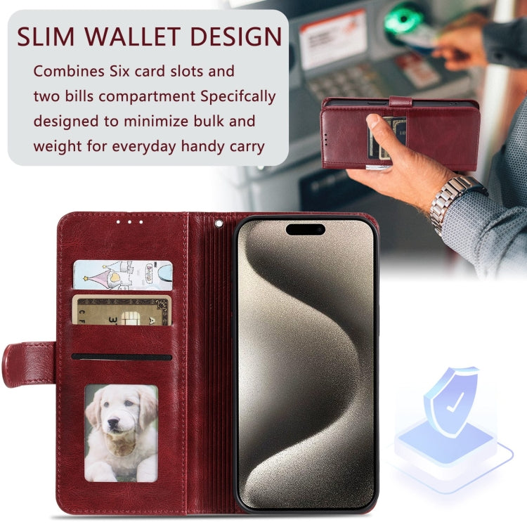 For iPhone 13 Pro Max Simple 6-Card Wallet Leather Phone Case