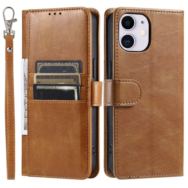 For iPhone 12 mini Simple 6-Card Wallet Leather Phone Case