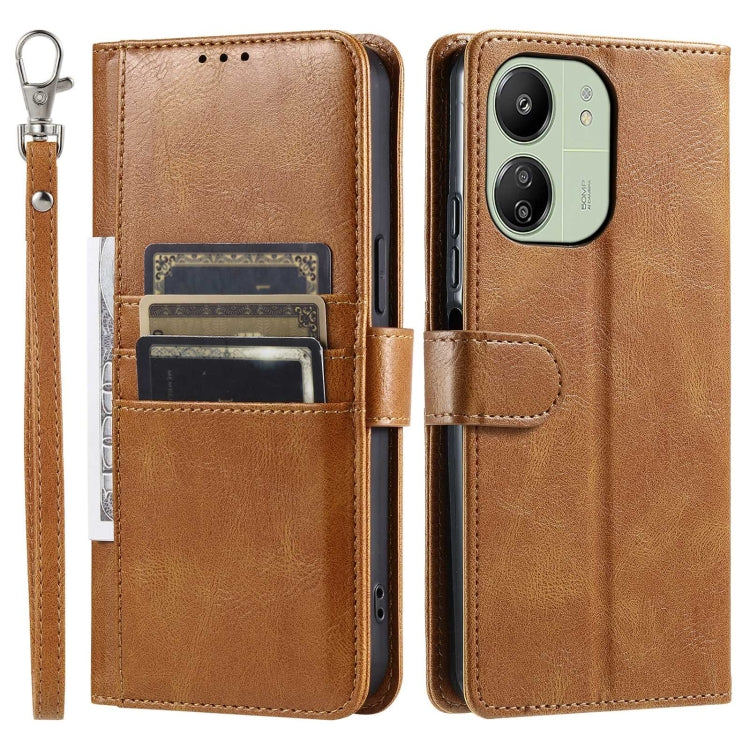 For Xiaomi Redmi 13C 4G/5G Simple 6-Card Wallet Leather Phone Case