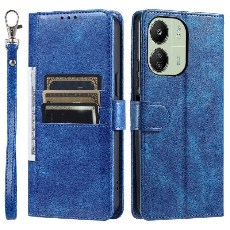 For Xiaomi Poco C65 Simple 6-Card Wallet Leather Phone Case