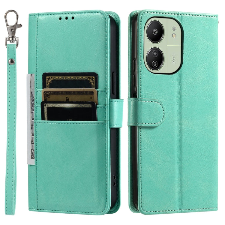 For Xiaomi Poco C65 Simple 6-Card Wallet Leather Phone Case