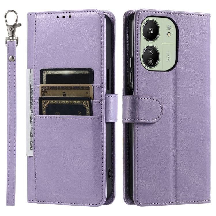 For Xiaomi Poco C65 Simple 6-Card Wallet Leather Phone Case