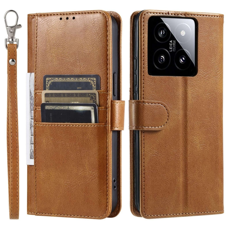 For Xiaomi 14 Simple 6-Card Wallet Leather Phone Case