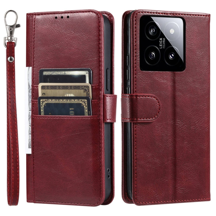 For Xiaomi 14 Simple 6-Card Wallet Leather Phone Case