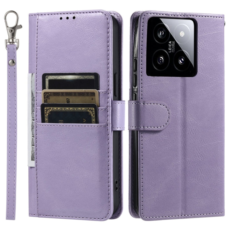 For Xiaomi 14 Simple 6-Card Wallet Leather Phone Case