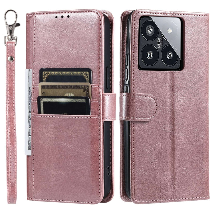 For Xiaomi 14 Pro Simple 6-Card Wallet Leather Phone Case
