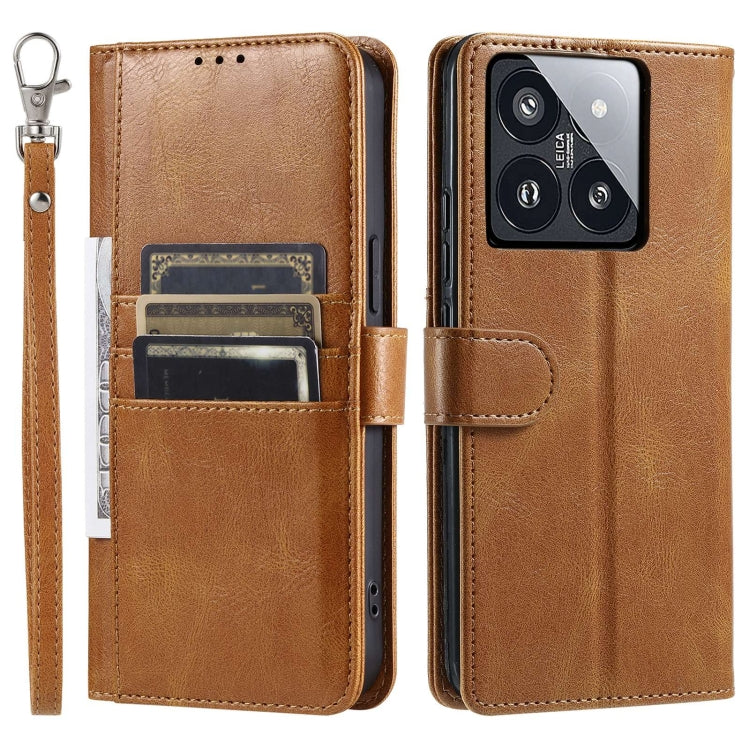 For Xiaomi 14 Pro Simple 6-Card Wallet Leather Phone Case