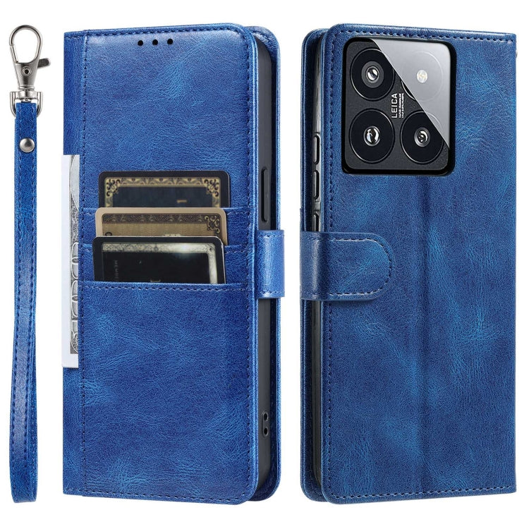 For Xiaomi 14 Pro Simple 6-Card Wallet Leather Phone Case