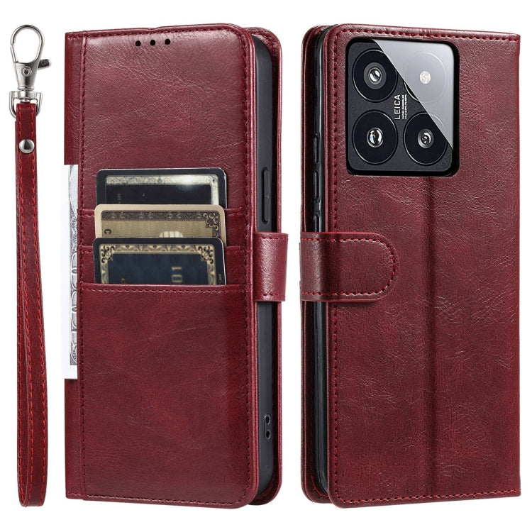For Xiaomi 14 Pro Simple 6-Card Wallet Leather Phone Case