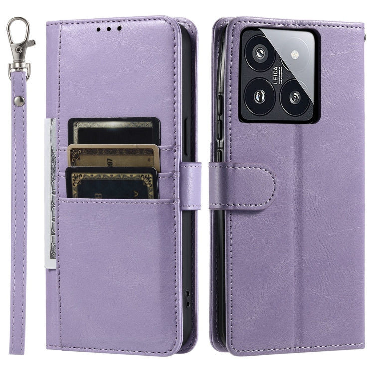 For Xiaomi 14 Pro Simple 6-Card Wallet Leather Phone Case