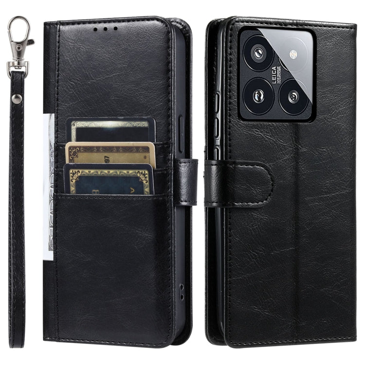 For Xiaomi 14 Pro Simple 6-Card Wallet Leather Phone Case