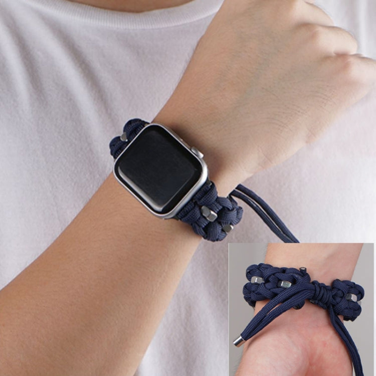 For Apple Watch SE 2022 44mm Screw Nut Braided Paracord Watch Band
