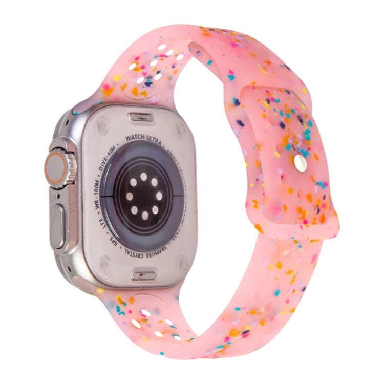 For Apple Watch Series 8 45mm Jelly Color Dots Liquid Silicone Watch Band