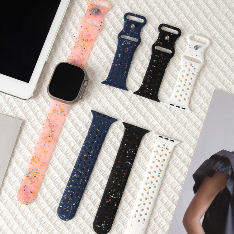 For Apple Watch Series 8 45mm Jelly Color Dots Liquid Silicone Watch Band