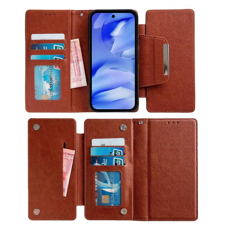 For Google Pixel 9a Multifunctional 7-Card Wallet Leather Phone Case