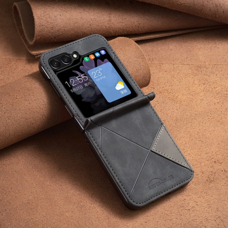 For Samsung Galaxy Z Flip7 FE / Flip6 Rhombus Texture PU + PC Shockproof Phone Case