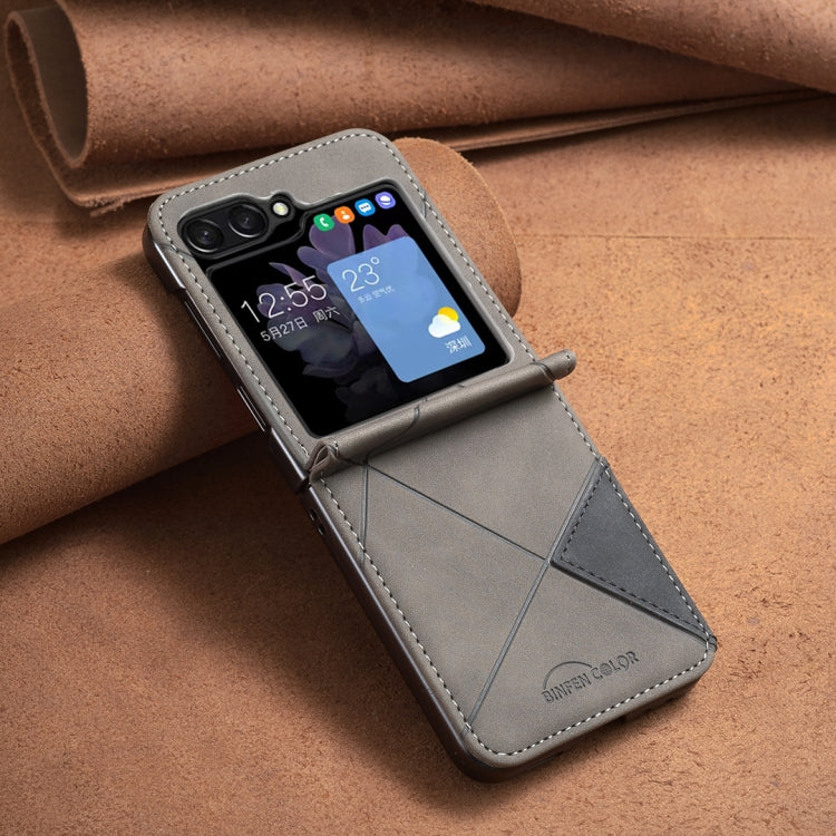 For Samsung Galaxy Z Flip5 Rhombus Texture PU + PC Shockproof Phone Case