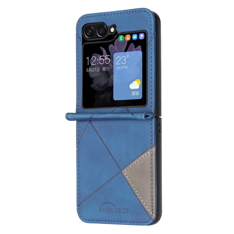 For Samsung Galaxy Z Flip5 Rhombus Texture PU + PC Shockproof Phone Case