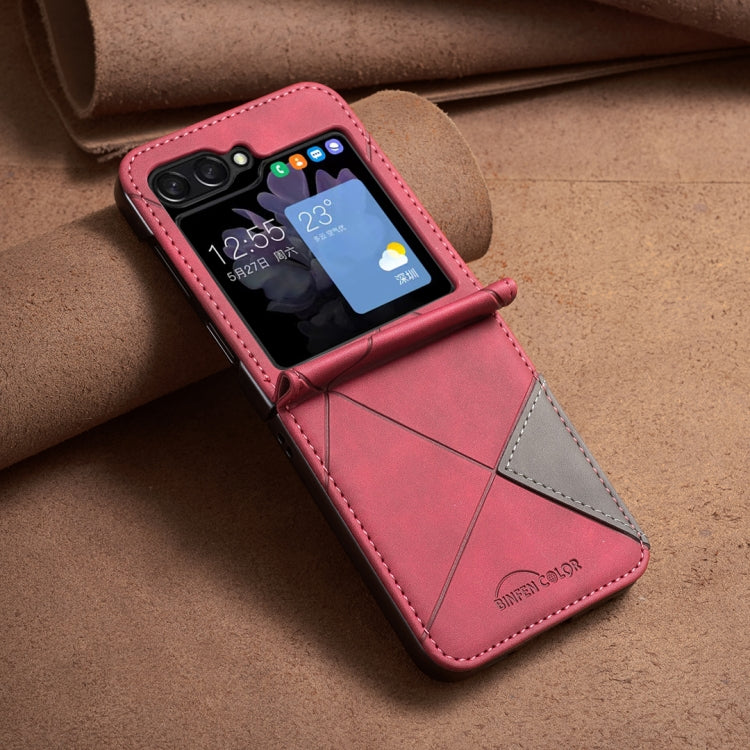 For Samsung Galaxy Z Flip5 Rhombus Texture PU + PC Shockproof Phone Case